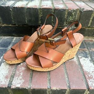 Tahari Natural Brown Cork Wedges 9.5M